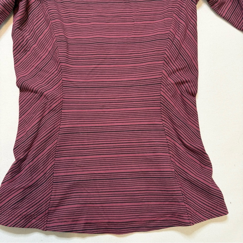 Lululemon Kanto Catch Me LS top Berry Black Stripe sz 4 - Picture 5 of 11